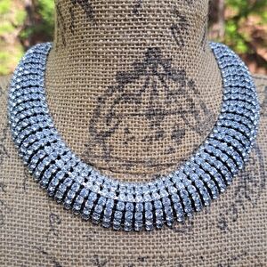 7 row rhinestone collar necklace hidden clasp